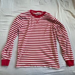 Primary Red and White Striped Sweatshirt in Size M